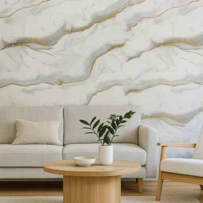 Pannello Effetto Marmo 120 cm x 300 cm Alta resistenza Bianco Gold - immagine 2