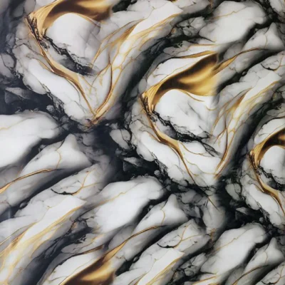 Pannello Effetto Marmo 120 cm x 300 cm Alta resistenza Bianco con Venature Nero e Oro