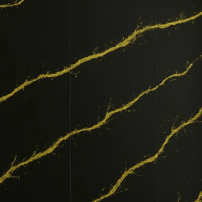 Pannello Effetto Marmo 120 cm x 300 cm Alta resistenza Nero e Sabbia Oro