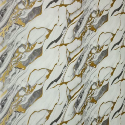 Pannello Effetto Marmo 120 cm x 300 cm Alta resistenza Bianco Grigio Gold