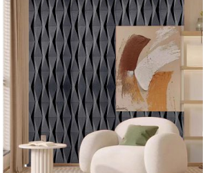 Pannello decorativo in PU effetto pietra 60x120x2,5 cm Nero rombo - immagine 2