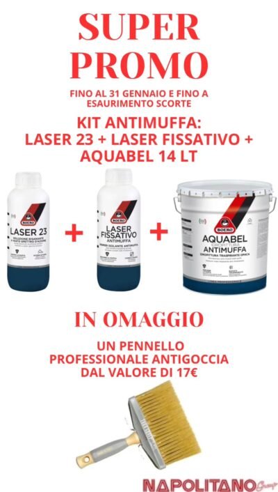 Kit Antimuffa: Aquabel 14 lt + Laser 23 + Laser Fissativo + Plafone Professionale Antigoccia in Omaggio