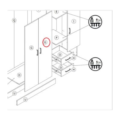 R ANTA G X KIT ARMADIO 3 ANTE + 2 CASSETTI 119,5X46,5X184,5 ROVERE S.