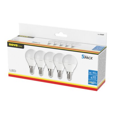 NOVA LAMPADA LED SFERETTA E14 4,9W 6500K PZ.5