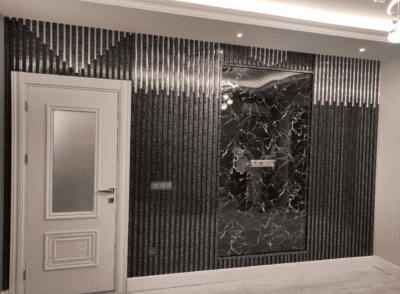 Pannello PVC Effetto marmo lucido 280x122 cm Spessore 2,8 mm BlackWhite - immagine 2