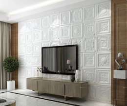 Pannello Murale 3D adesivo in Velluto 70x70 cm bianco - immagine 2