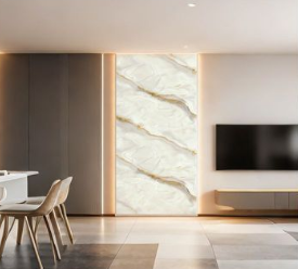 Pannello PVC Rigido Lucido Effetto Marmo 122×290 cm Spessore 2,5 mm DuneWhite - immagine 2